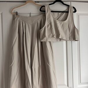 Free People Wide Leg Pants & Crop Top Set